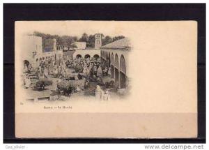 ALGERIE Biskra Marché, bien animée, ed ? 82, cliché réduit, dos 1900