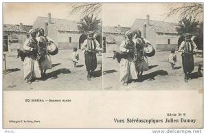 NEW DEUX CPA  ALGERIE ***  VUES STEREOSCOPIQUES DANSEUR ARABE & PASSAGE DU COL DE FSA A BISKRA ***