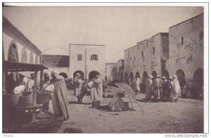 112-Biskra-Algeria-Il Mercato-Bollo Biskra-Constantine 13-4-1919. Francobollo difettoso.