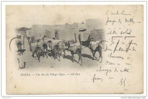 Biskra (Algérie) Convoie dans une rue du village nègre en 1902 (animée).