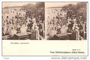 vue stéréoscopique Julien Damoy  Biskra. Cafés Maures