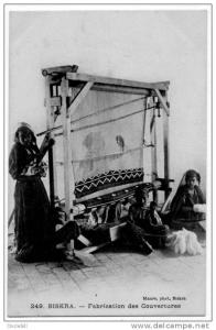 biskra algérie métier tisser tissage couverture ouvrières 1910 état superbe