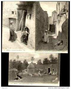 BISKRA (Algérie) -  LOT 3 CPA - Maison, Oasis de Filièche, Soleil couchant sur Oasis