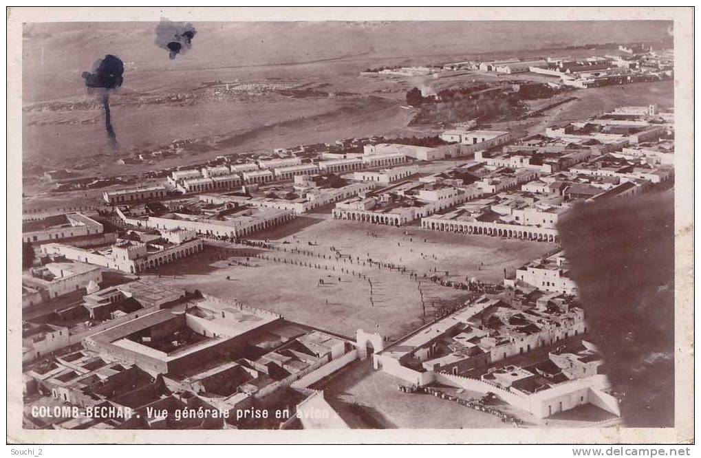 colomb bechar.- (Algérie)  Vue générale prise en Avion   - (oblitération de 1934)