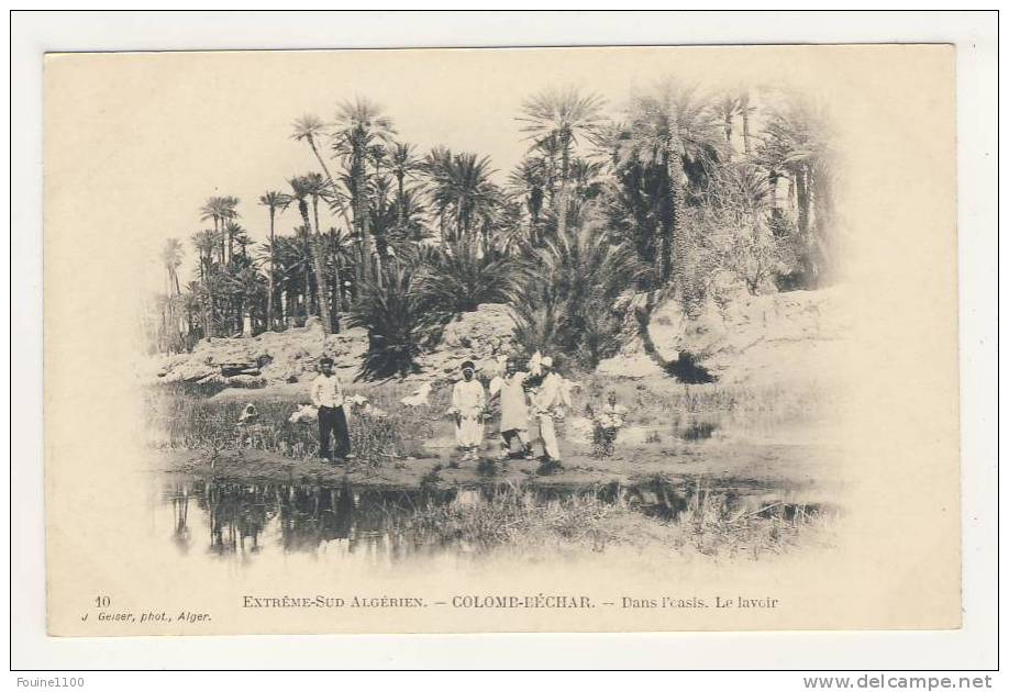 ALGERIE colomb béchar dans l' oasis le lavoir  ( recto verso )