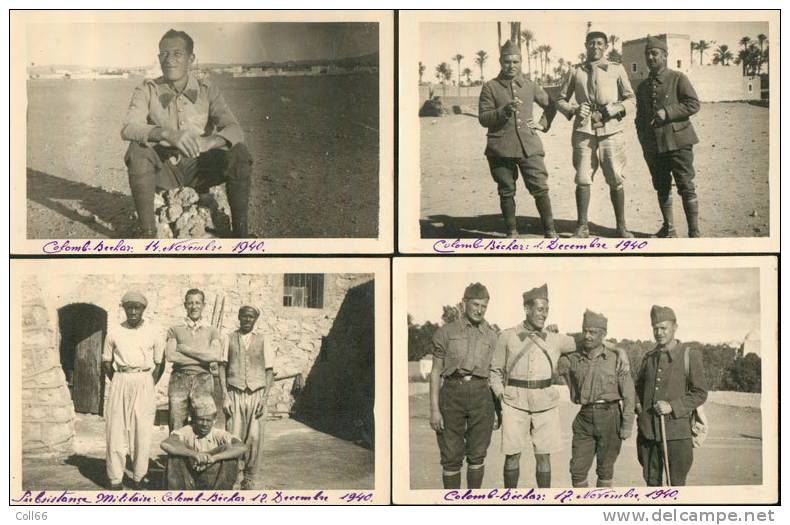 Guerre 1940 Colomb-Béchar 12 cartes-photos Militaires Soldats Français(1Légion?) départ 29-1-1940 au 1-12-1940 Gros Plan