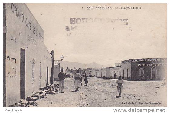 ALGERIE.COLOMB- BECHARD.LA GRAND RUE CHARCUTERIE ROUX VIN EN GROS ...VOIR CACHET AU DOS ...petite plissure