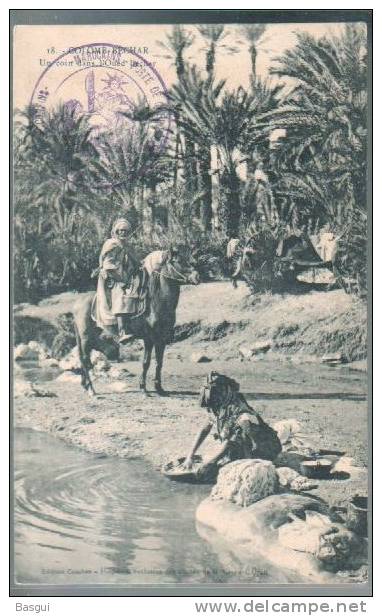 CPA Algerie , Colomb Bechar,  un coin dans l'Oued Bechar, animée, cavalier, laveuse