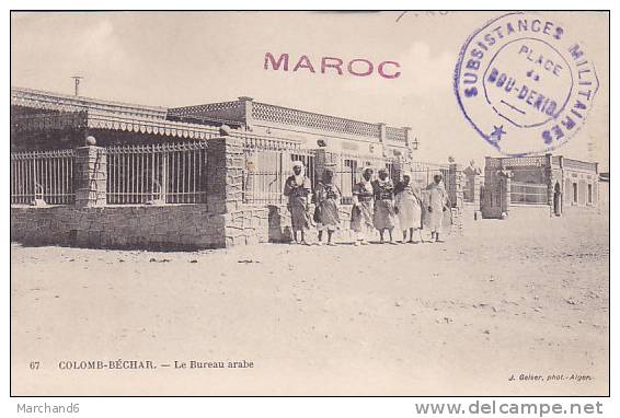ALGERIE.COLOMB- BECHAR .LE BUREAU ARABE  CACHET MILITAIRE VOIR SCAN.... un peu decollee aux coins