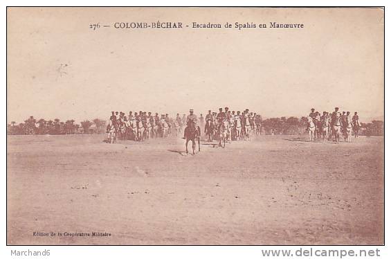 ALGERIE.COLOMB- BECHAR .ESCADRON DE SPAHIS EN MANOEUVRE...abime coin haut droit