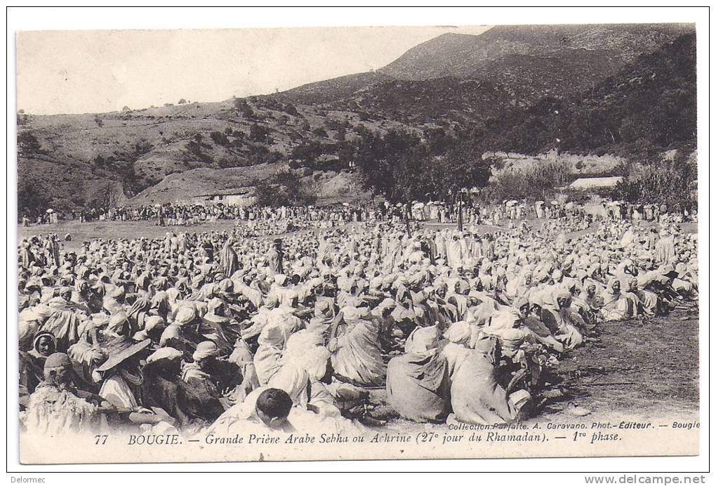CPA Bougie Bejaia Algérie grande prière Sebha ou Achrine (27 ème jour Ramadan) 1 ère phase édit A. Caravano n°77