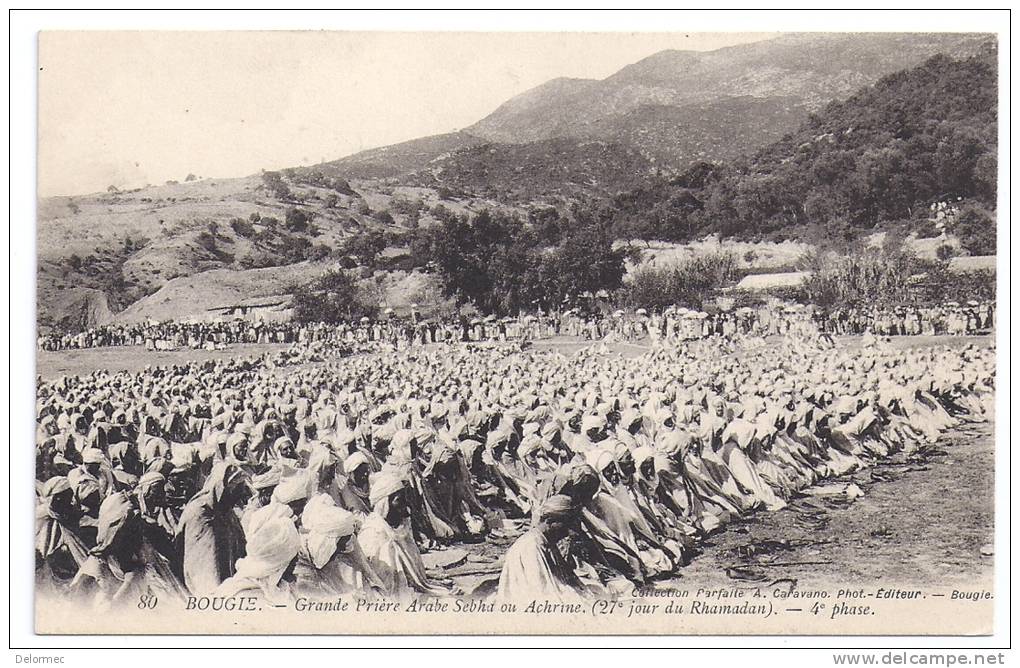 CPA Bougie Bejaia Algérie grande prière Sebha ou Achrine (27 ème jour Ramadan) 4 ème phase édit A. Caravano n°80