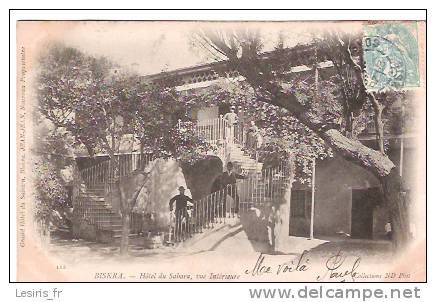 CPA - BISKRA - HOTEL DU SAHARA - VUE INTERIEURE - 112 - ANIMEE - PRECURSEUR - JEAN JEAN NOUVEAU PROPRIETAIRE -