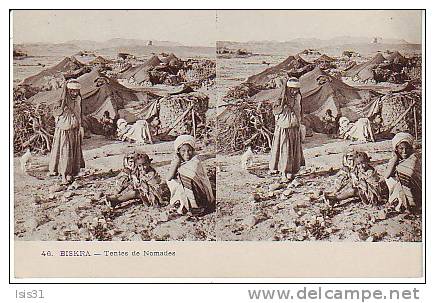 Algérie - Z741 - Biskra - Tentes de Nomades - Carte Stéréoscopique - bon  état