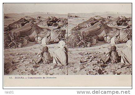 Algérie  - Z755 - Biskra - Campements de Nomades - Carte stéréoscopique - bon  état