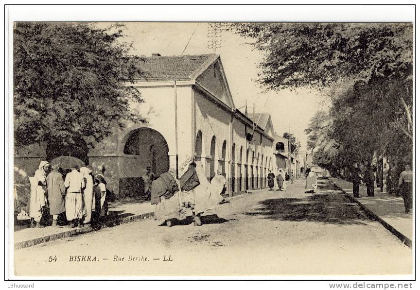 Carte Postale Ancienne Algérie. Biskra - Rue Berthe