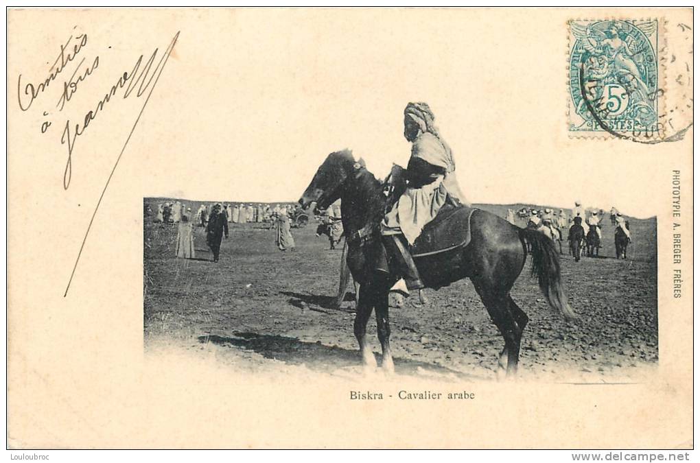 ALGERIE BISKRA CAVALIER ARABE VOYAGEE EN 1904