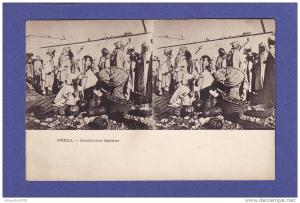 x436)  BISKRA  marché aux légumes  vue stéréoscopique   DOS SIMPLE   ( TTB état)