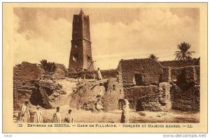 NK-DV 0123-Algérie-Environ de Biskra-Oasis de Fillièche-Mosquée et Maisons Arabes-L.L.