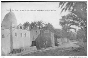 Deux cpa BISKRA, marabout sidi el Hassen et scène sous les palmiers