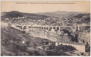 AFRIQUE,AFRICA,Algérie Française,ALGERIA,CONSTAN TINE EN 1924,MAGHREB,PONT SIDI RACHED,route ancienne,rare