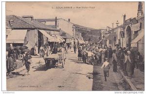 19048 SOUK - AHRAS  Rue Victor Hugo . 4 coll ideal PS -café du tonkin. tampon régiment Zouaves