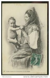ALGERIE CONSTANTINE /   Jeune femme de Constantine et son enfant