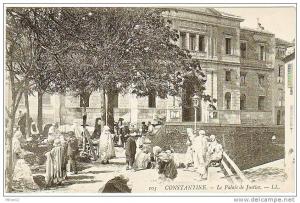 10-Costantine-Algerie Francaise-La Palais de Justice-Animé-v.1906 x Paris-Timbre 5c. France.