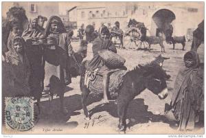 Algérie - Types Arabes  - (belle animation - marchand de beignets - âne - à noter l´ oblitération de Constantine - Bône)