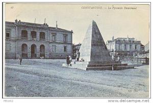 12-Costantine-Algerie Francaise-La Pyramide Damrémont-Animé-v.1906 x Paris-Timbre 5c. France.
