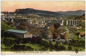 CPA   ALGERIE---CONSTANTINE---L E PLUS HAUT PONT EN PIERRE DU MONDE ENTIER---1917