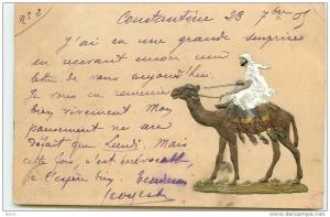 Carte Gaufrée - CONSTANTINE - Homme sur un chameau