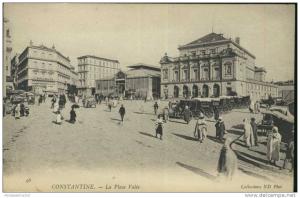 Constantine. Algérie. La Place Valée. Calèches, plan animé.