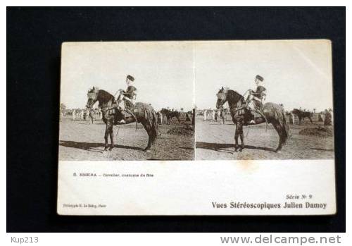 BISKRA CAVALIER COSTUME DE FETE SERIE N° 9   STEREOSCOPIQUE JULIEN DAMOY