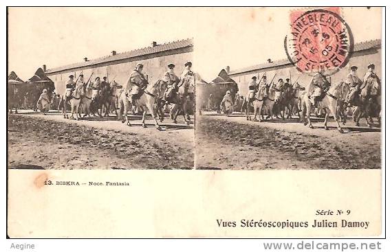 ALGERIE- ref no 804- biskra  - noce ,fantasia - vues stereoscopiques julien damoy  -bon etat