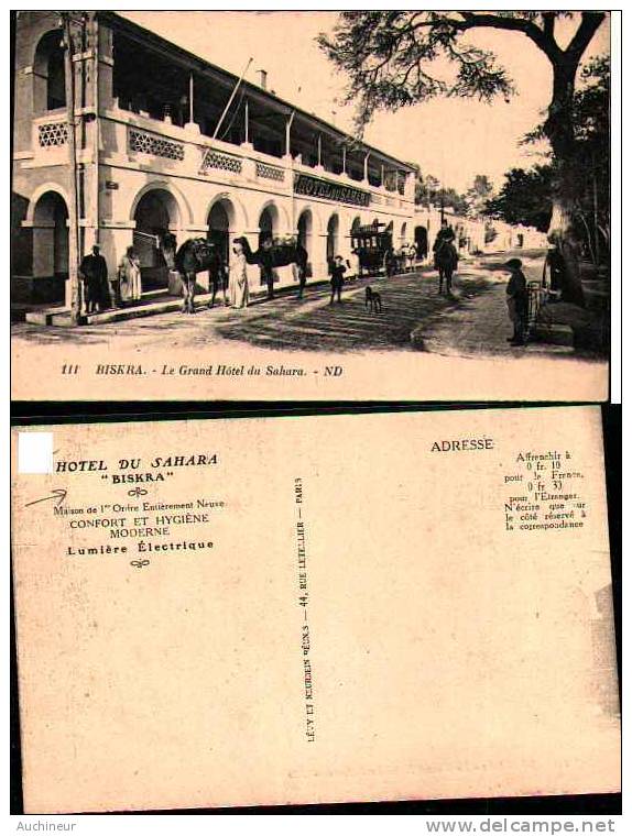 111 biskra - le grand hôtel du Sahara (dos publicité hotel)