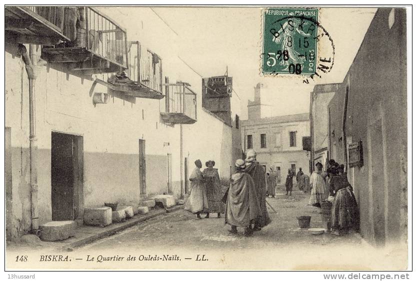 Carte Postale Ancienne Algérie - Biskra. Le Quartier des Ouleds Nails