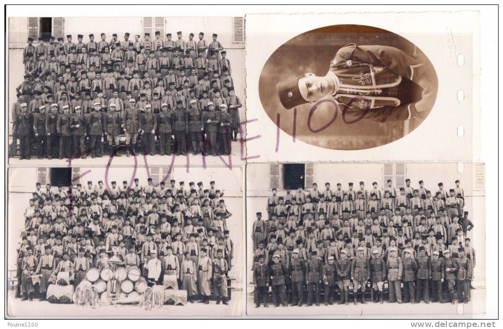 4 cartes photos carte photo militaire 7 e R T A  transmissions musique  fanfare engins ( régiment à constantine 1937