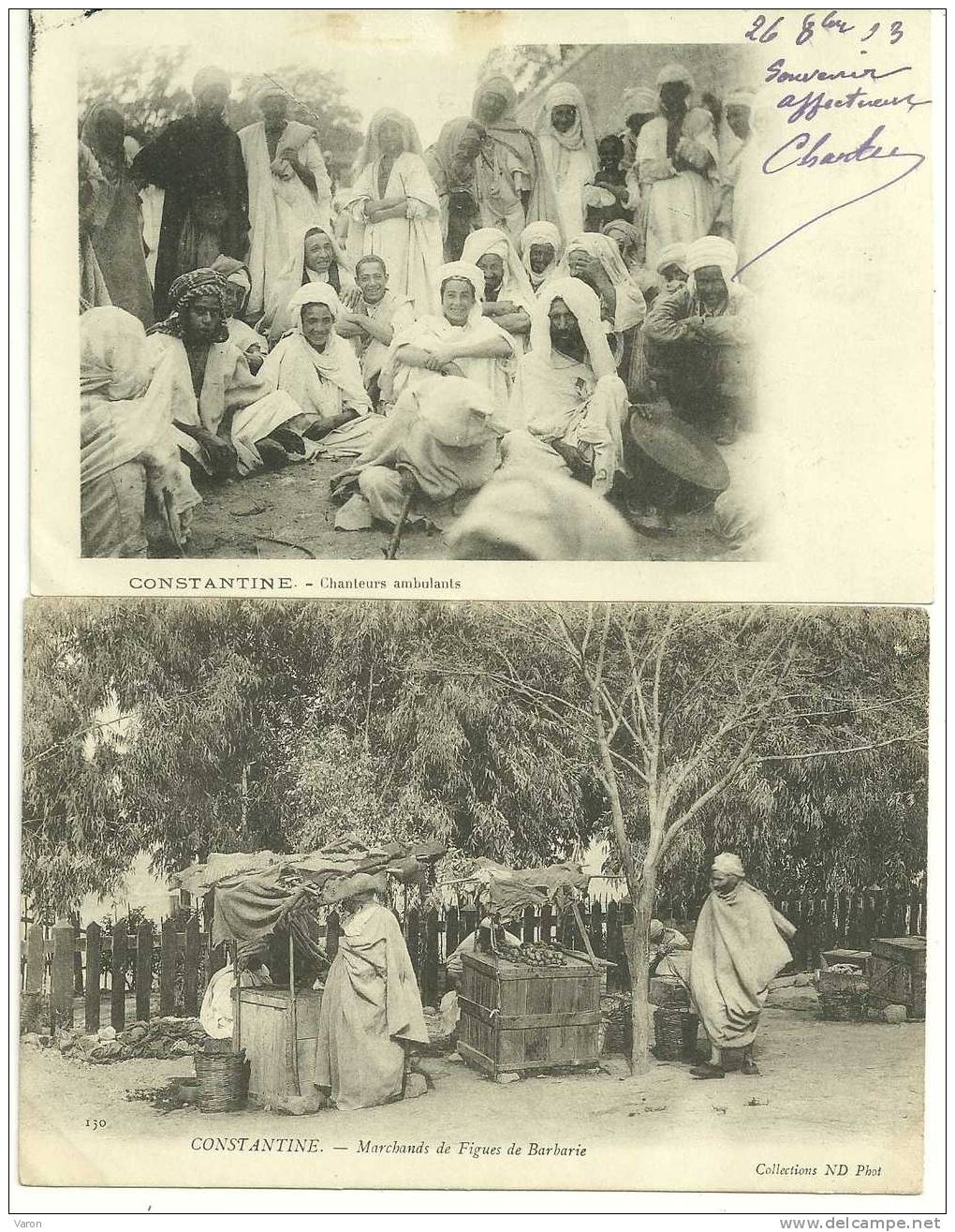 Algérie -  2 Belles CPA  pionnières de CONSTANTINE - MARCHANDS DE FIGUES DE BARBARIE et  CHANTEURS AMBULANTS  1903