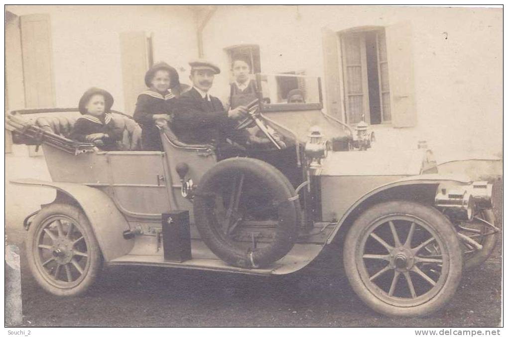 Mines De Boudoukha.- (Constantine Algérie) Carte Photo Le 19/0/5/1913 beau plan de voiture ancètre Phaeton
