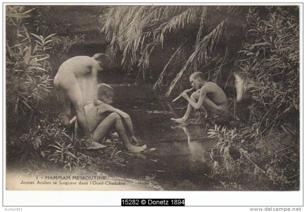 15282g ALGERIE - HAMMAM MESKOUTINE - Jeunes se baignant dans l'Oued-Chedakra