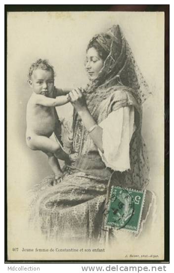 ALGERIE CONSTANTINE /   Jeune femme de Constantine et son enfant