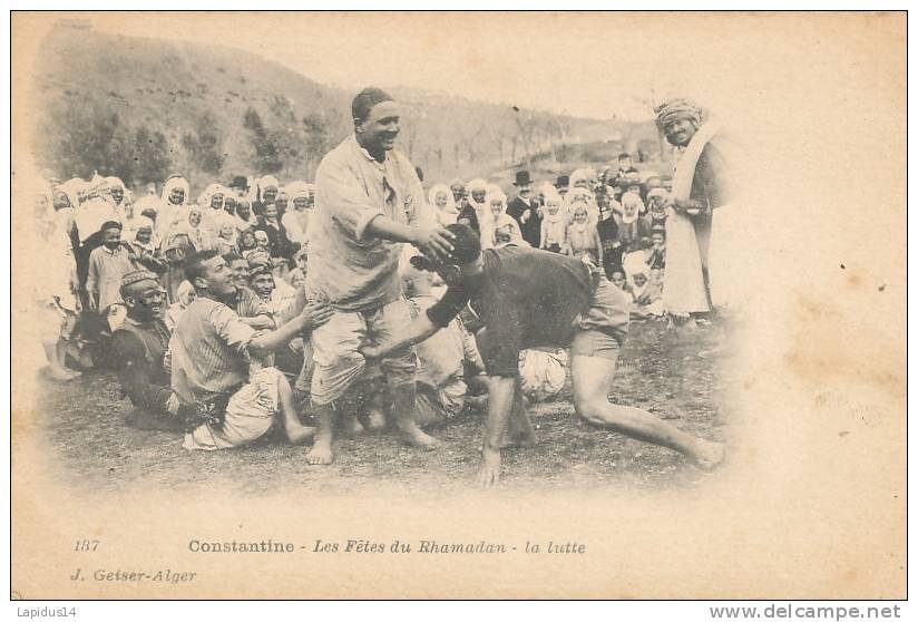 D D341 /  CPA -ALGERIE-  CONSTANTINE   -   LES FETES DU RHAMADAN  LA LUTTE
