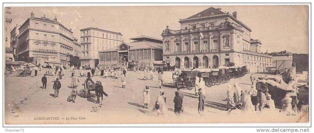 Carte panoramique 044, (Algérie) Constantine, ND Phot 1453, La Place Vallée (rare), non voyagée, petits grattages angle