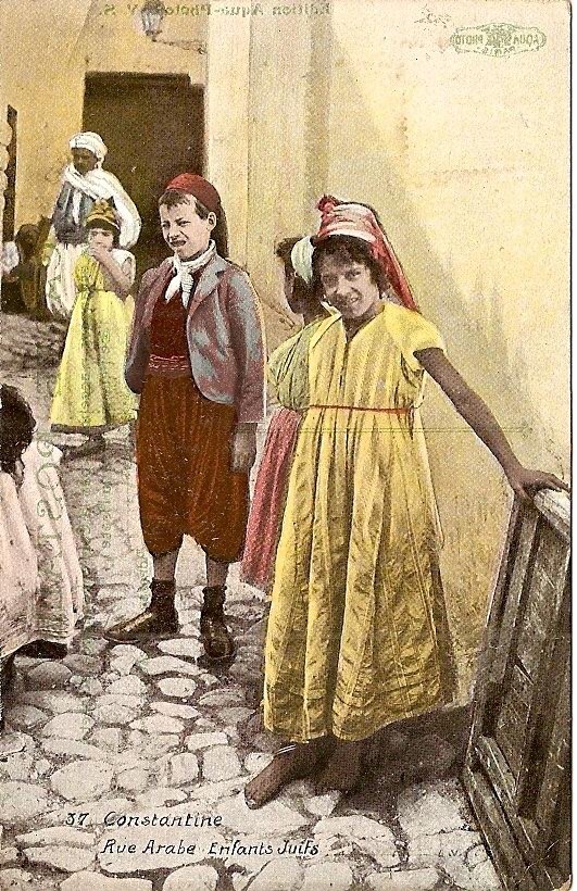 CONSTANTINE rue Arabe enfants juifs (judaisme, religion Juive, ) -  écrite  excellent état