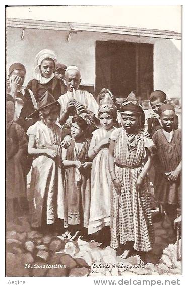 ALGERIE- ref no 671-constantine -enfants arabes et juifs -theme religion judaica   - bon etat