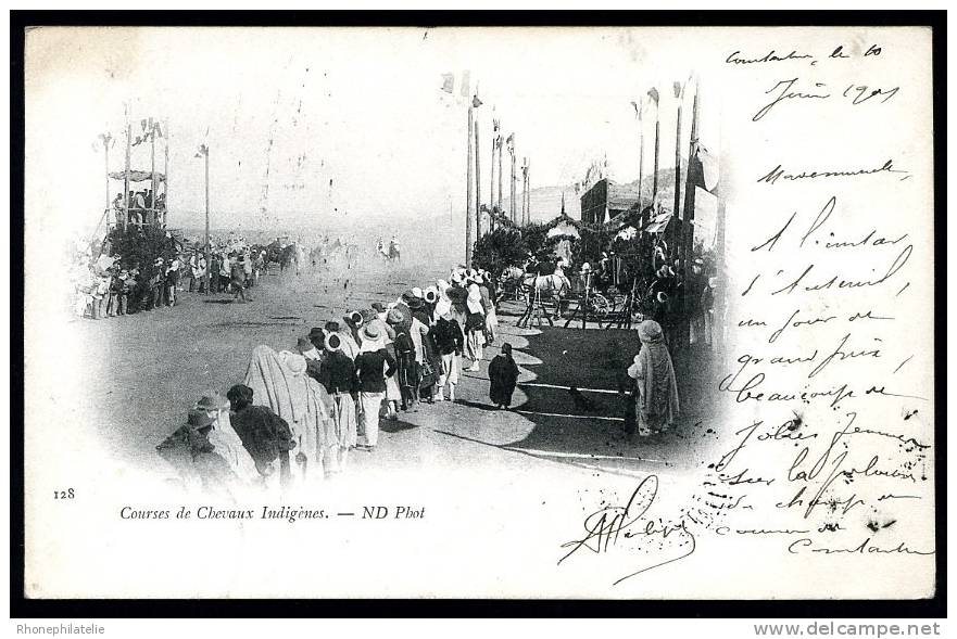 CPA. CONSTANTINE. Courses de Chevaux Indigènes.. / ND Phot  128.