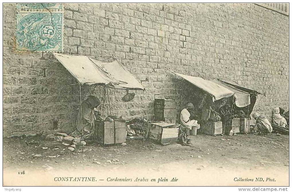 ALGERIE.CONSTANTINE.CORDO NNIERS ARABES EN PLEIN AIR