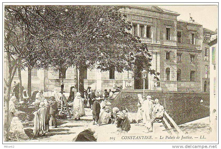 10-Costantine-Algerie Francaise-La Palais de Justice-Animé-v.1906 x Paris-Timbre 5c. France.