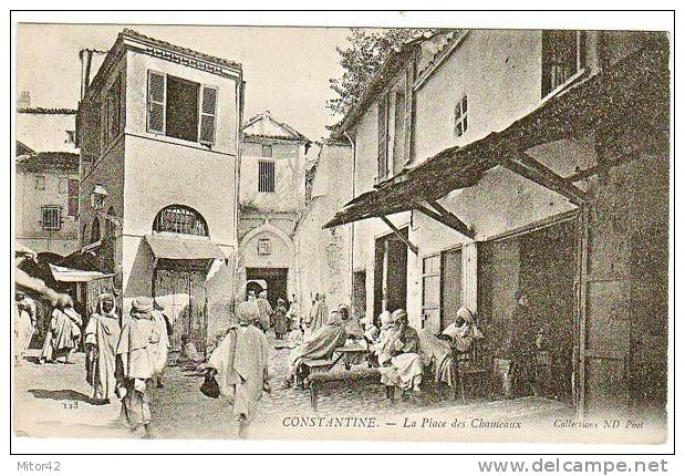 16-Costantine-Algerie Francaise-La Place des Chameaux-Animé-v.1906 x Paris-Timbre 5c. France.